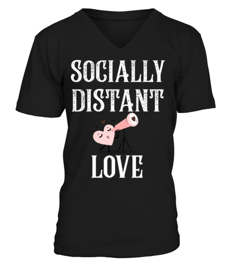 Socially Distant Love Quarantine Valentines Day De V-Neck T-shirt