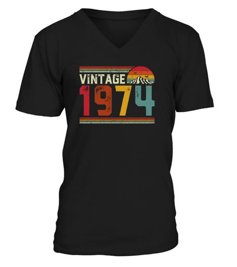 Vintage 1974 47 Years Old 47th Birthday Gift V-Neck T-shirt