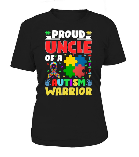 Autistic Ribbon Puzzle Uncle of Autism Awareness W Women's T-Shirt
