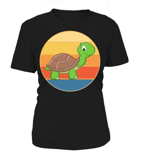 Cute Turtle Vintage Retro Sunset Marine Animal Women's T-Shirt