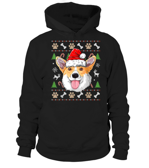 Corgi Ugly Christmas Dog Santa Hat Xmas Boys Kids Hoodie Unisex