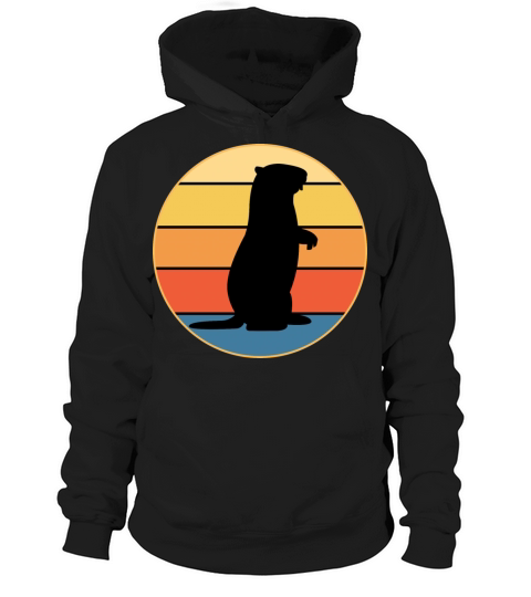Cute Groundhog Retro Sunset Vintage Animal Lover Hoodie Unisex