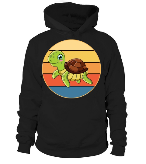 Cute Turtle Vintage Retro Sunset Marine Animal Hoodie Unisex