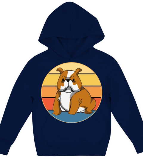Bulldog Dog Breed Vintage Retro Sunset Kids Hoodie