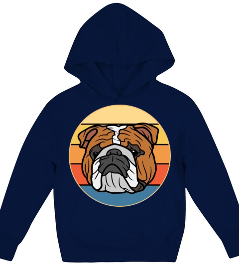 Bulldog Dog Breed Vintage Retro Sunset Kids Hoodie