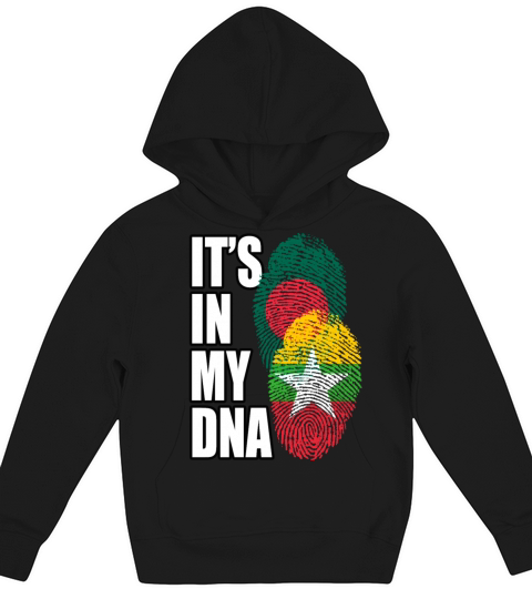Burmese And Bangladeshi Mix Heritage DNA Flag Kids Hoodie