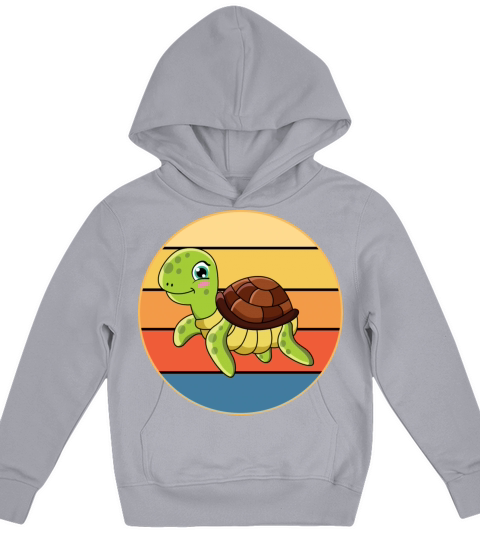 Cute Turtle Vintage Retro Sunset Marine Animal Kids Hoodie