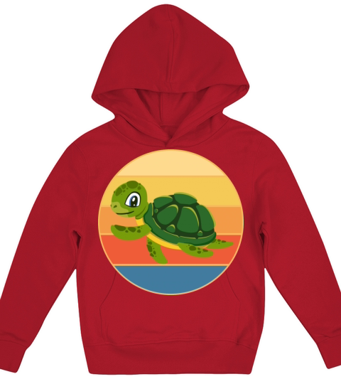 Cute Turtle Vintage Retro Sunset Marine Animal Kids Hoodie