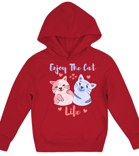 Enjoy The Cat Life Funny Pet Cats Cartoon Kids Hoodie