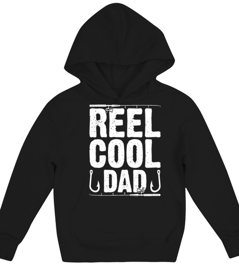 Reel Cool Dad Fishing Vintage Fathers Day Fishing Kids Hoodie