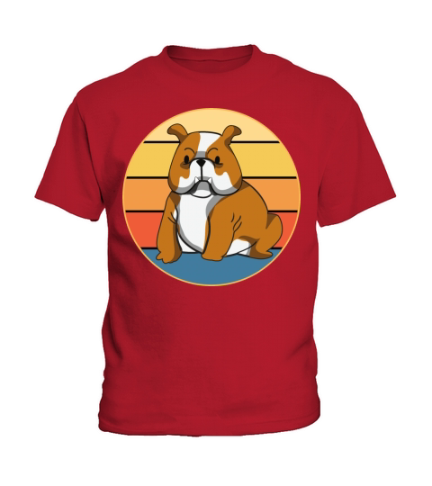 Bulldog Dog Breed Vintage Retro Sunset Kids T-Shirt