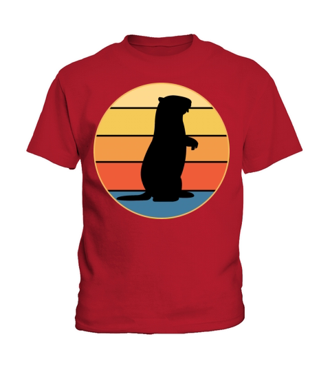 Cute Groundhog Retro Sunset Vintage Animal Lover Kids T-Shirt