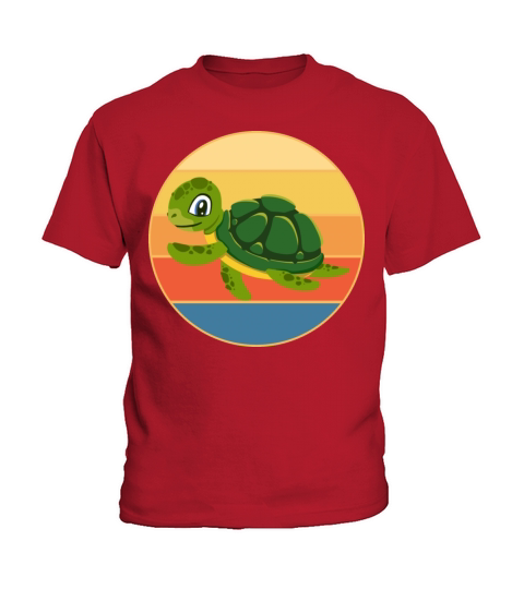 Cute Turtle Vintage Retro Sunset Marine Animal Kids T-Shirt