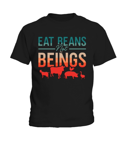 Veganism Eat Beans Not Retro No Meat Vegan Lover Kids T-Shirt