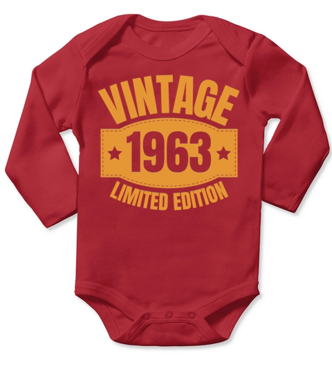 60 Years Vintage 1963 Retro 60th Birthday Long Sleeve Baby One-Piece