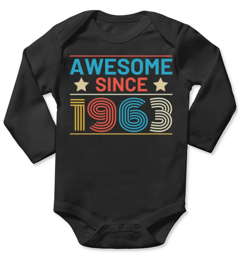 60th Birthday Vintage 1963 Retro Awesome Long Sleeve Baby One-Piece