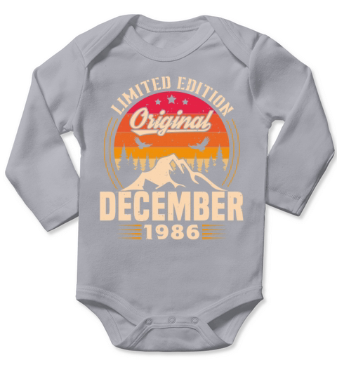 Birthday Gift December 1986 Vintage Retro Long Sleeve Baby One-Piece