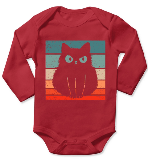 Cat Retro Style Vintage Long Sleeve Baby One-Piece