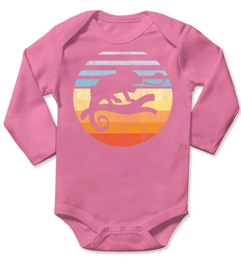 Chameleon Retro Vintage Sunset Long Sleeve Baby One-Piece