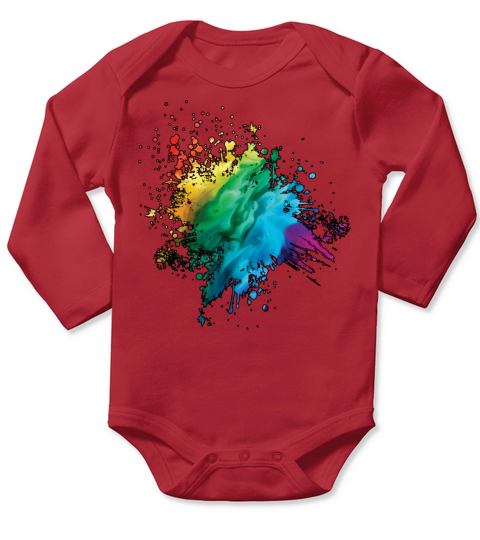 Colorful Rainbow Paint Splatter With Smoke And Fog Long Sleeve Baby One-Piece