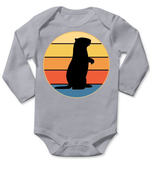 Cute Groundhog Retro Sunset Vintage Animal Lover Long Sleeve Baby One-Piece