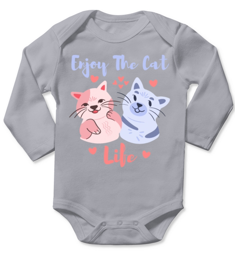Enjoy The Cat Life Funny Pet Cats Cartoon Long Sleeve Baby One-Piece