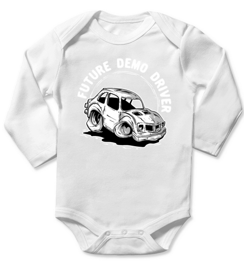 Future Demo Driver Demolition Derby Car Son Daught Long Sleeve Baby One-Piece