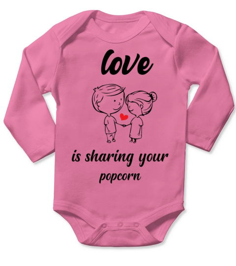 Love is sharing your popcornfunny valentines day f Long Sleeve Baby One-Piece