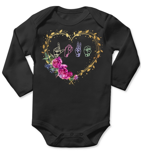 Love Sign Language Floral 937 Long Sleeve Baby One-Piece