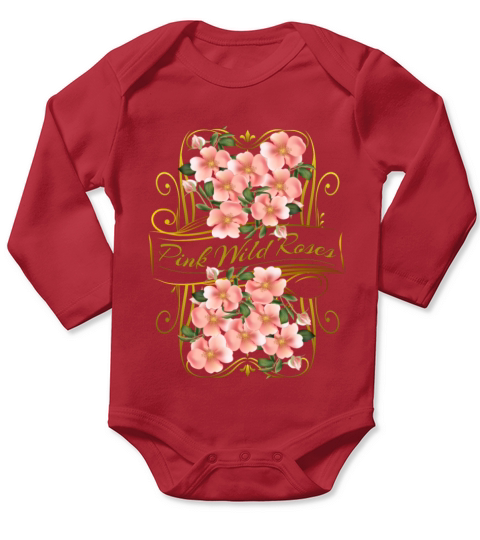 Pink Wild Roses-Vintage Long Sleeve Baby One-Piece