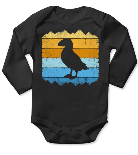 Puffin Bird Seabird Retro Vintage Puffins Long Sleeve Baby One-Piece