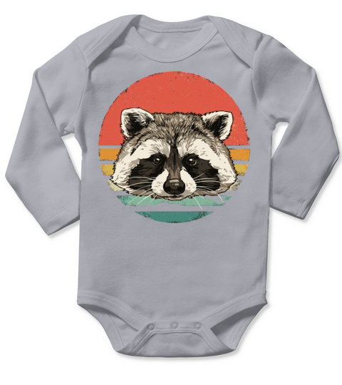 Retro Vintage Raccoon Lover 70S Men Women Kids Long Sleeve Baby One-Piece