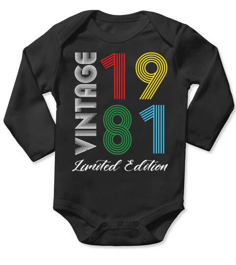 Vintage 1981 Vintage Birthday Retro Vintage Long Sleeve Baby One-Piece
