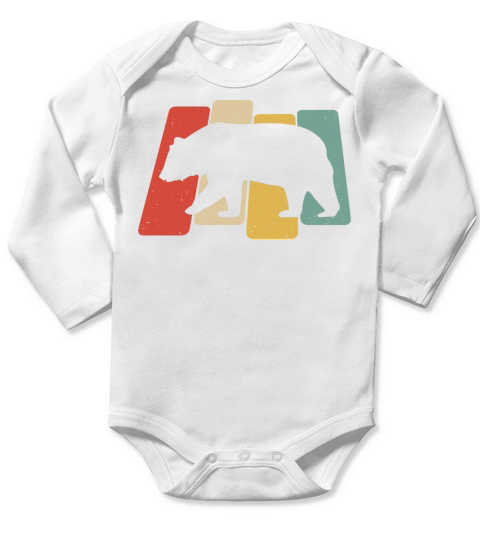 Vintage Retro Bear for Bears Lovers Long Sleeve Baby One-Piece