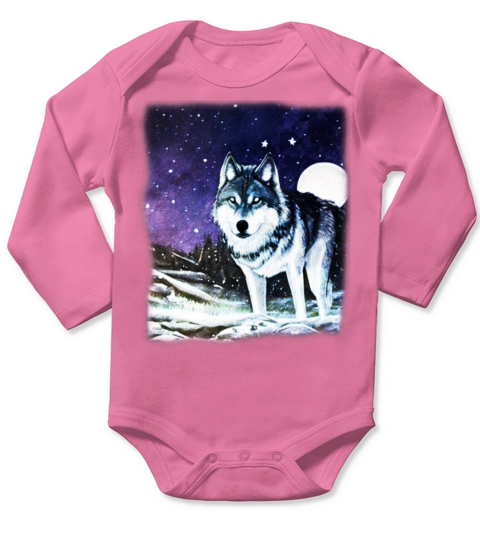 Wolf artwork design predator face imprint Long Sleeve Baby One-Piece