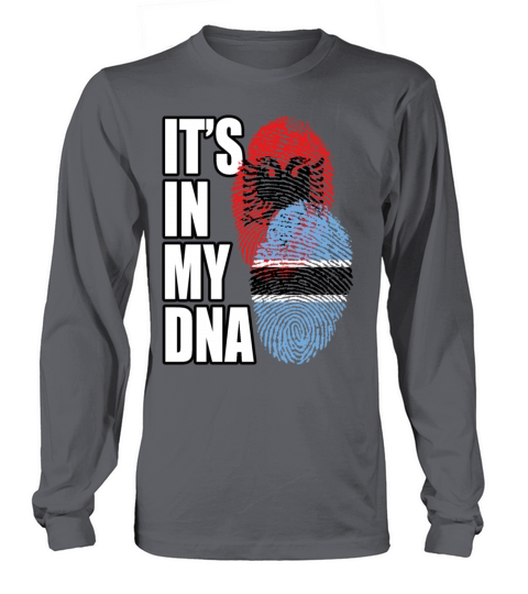 Botswana And Albanian Mix Heritage DNA Flag Long sleeved Unisex