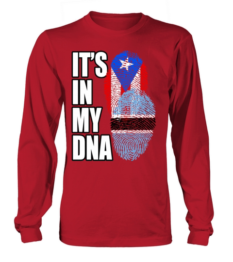 Botswana And Puerto Rican Mix Heritage DNA Flag Long sleeved Unisex
