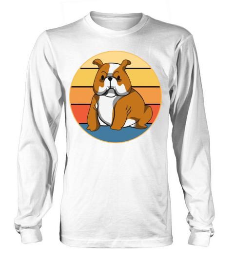 Bulldog Dog Breed Vintage Retro Sunset Long sleeved Unisex