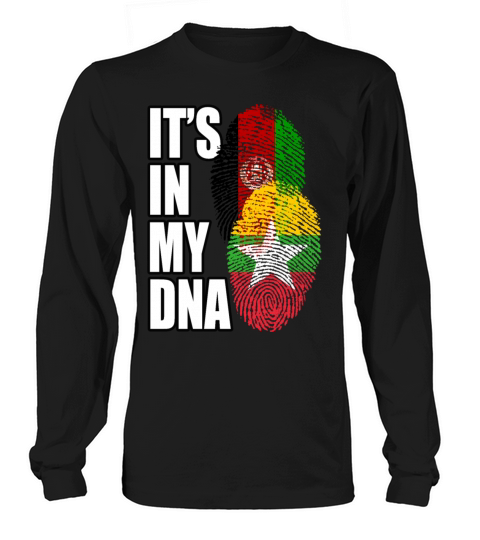 Burmese And Afghanistan Mix Heritage DNA Flag Long sleeved Unisex
