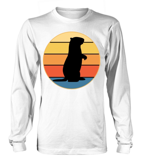 Cute Groundhog Retro Sunset Vintage Animal Lover Long sleeved Unisex