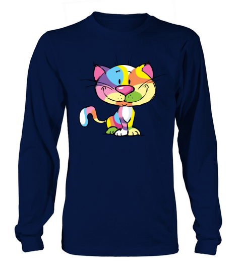 Cute Kitty Cartoon Colorful Pop Art Design Long sleeved Unisex