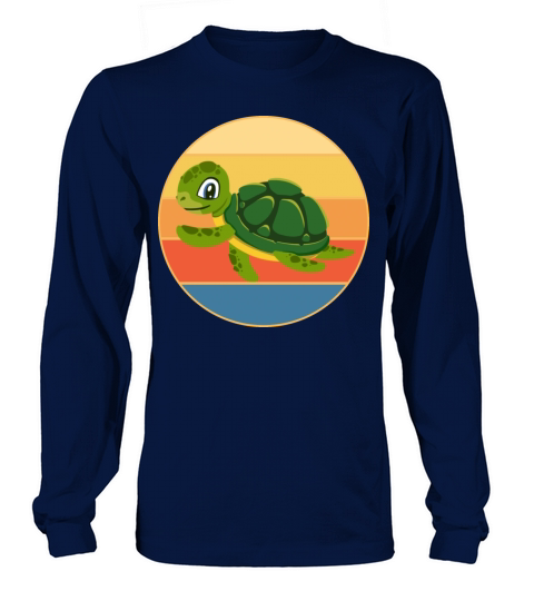 Cute Turtle Vintage Retro Sunset Marine Animal Long sleeved Unisex