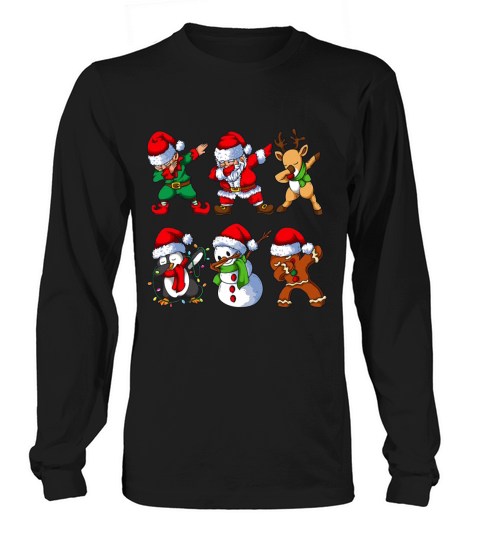 Dabbing Santa Elf Friends Christmas Kids Boys Men Long sleeved Unisex