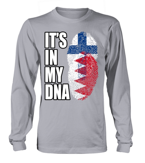 Finland And Bahraini Mix Heritage DNA Flag Long sleeved Unisex