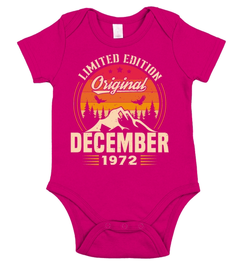 Birthday Gift December 1972 Vintage Retro Short Sleeve Baby One-Piece