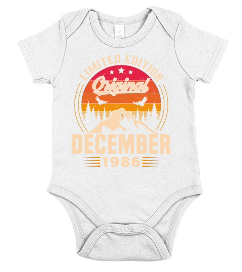 Birthday Gift December 1986 Vintage Retro Short Sleeve Baby One-Piece