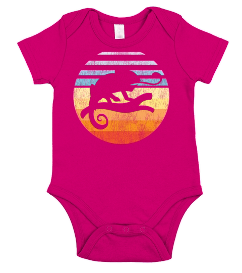 Chameleon Retro Vintage Sunset Short Sleeve Baby One-Piece