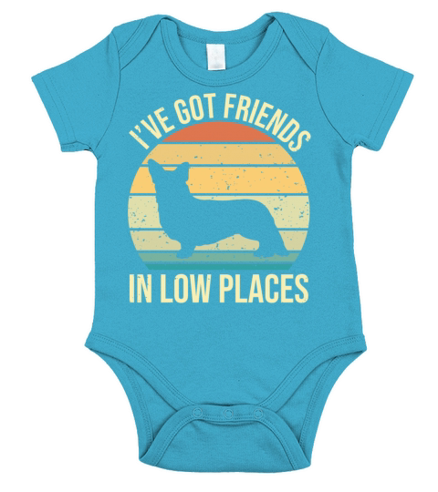 Corgi Ive Got Friends In Low Place Vintage Dog Short Sleeve Baby One-Piece