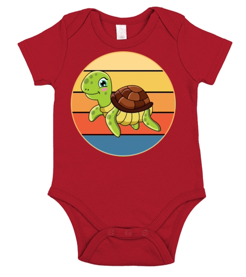 Cute Turtle Vintage Retro Sunset Marine Animal Short Sleeve Baby One-Piece