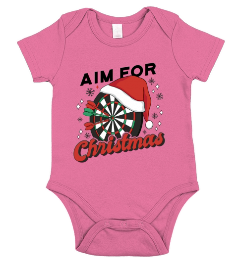 Dart-Board Santa Hat Christmas Cool Sport X-Mas H Short Sleeve Baby One-Piece
